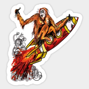 Orangutan rocket escape Sticker